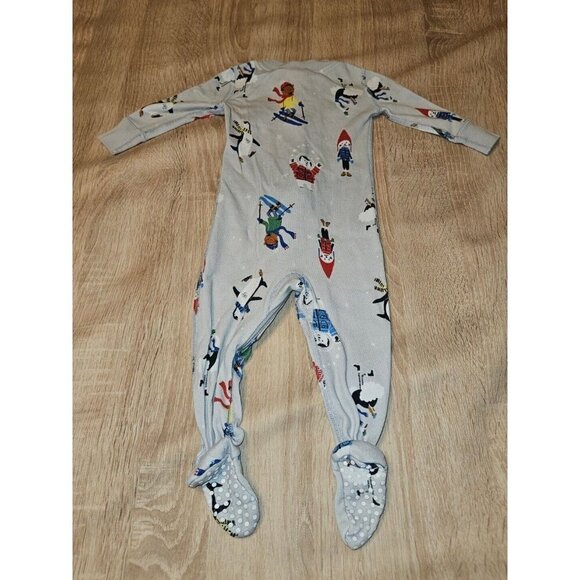 Hanna Andersson Footed Pjs Pajamas Size 60 Cm Us 3-6 Months Gray Winter Animals - Picture 2 of 3
